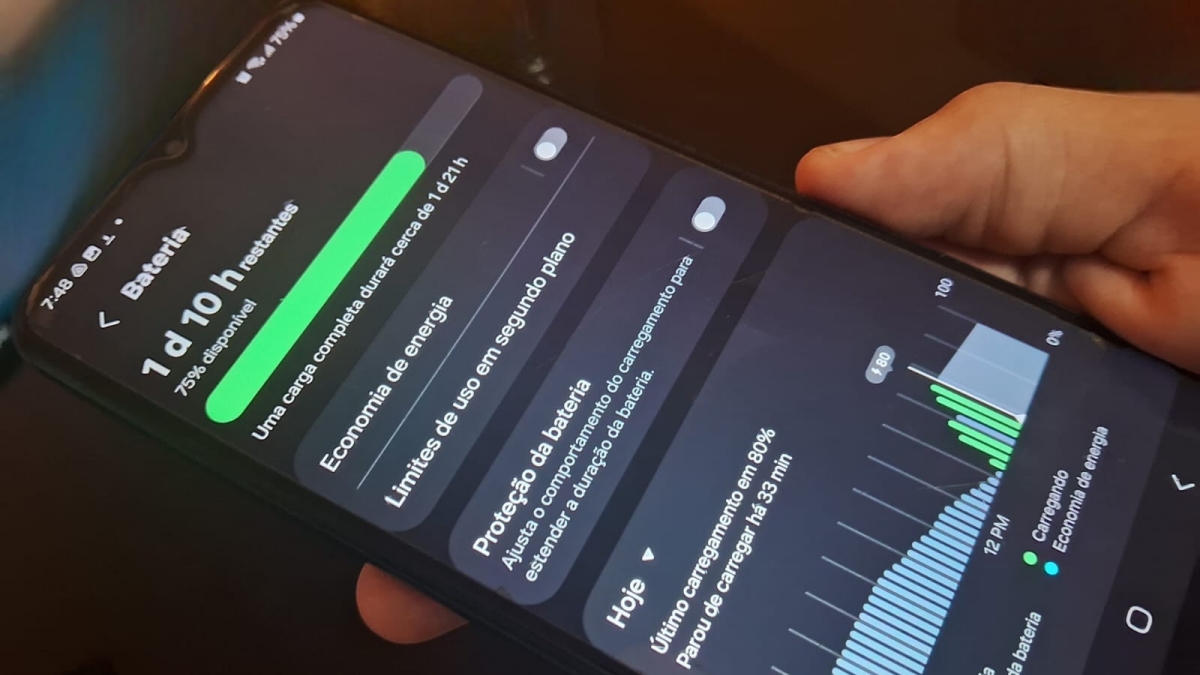 Tela da bateria no samsung