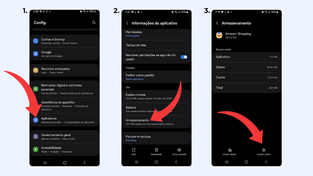 Tela de como limpar o cache
