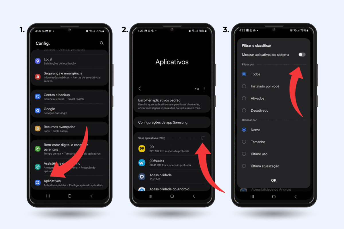 Como ver apps do sistema android